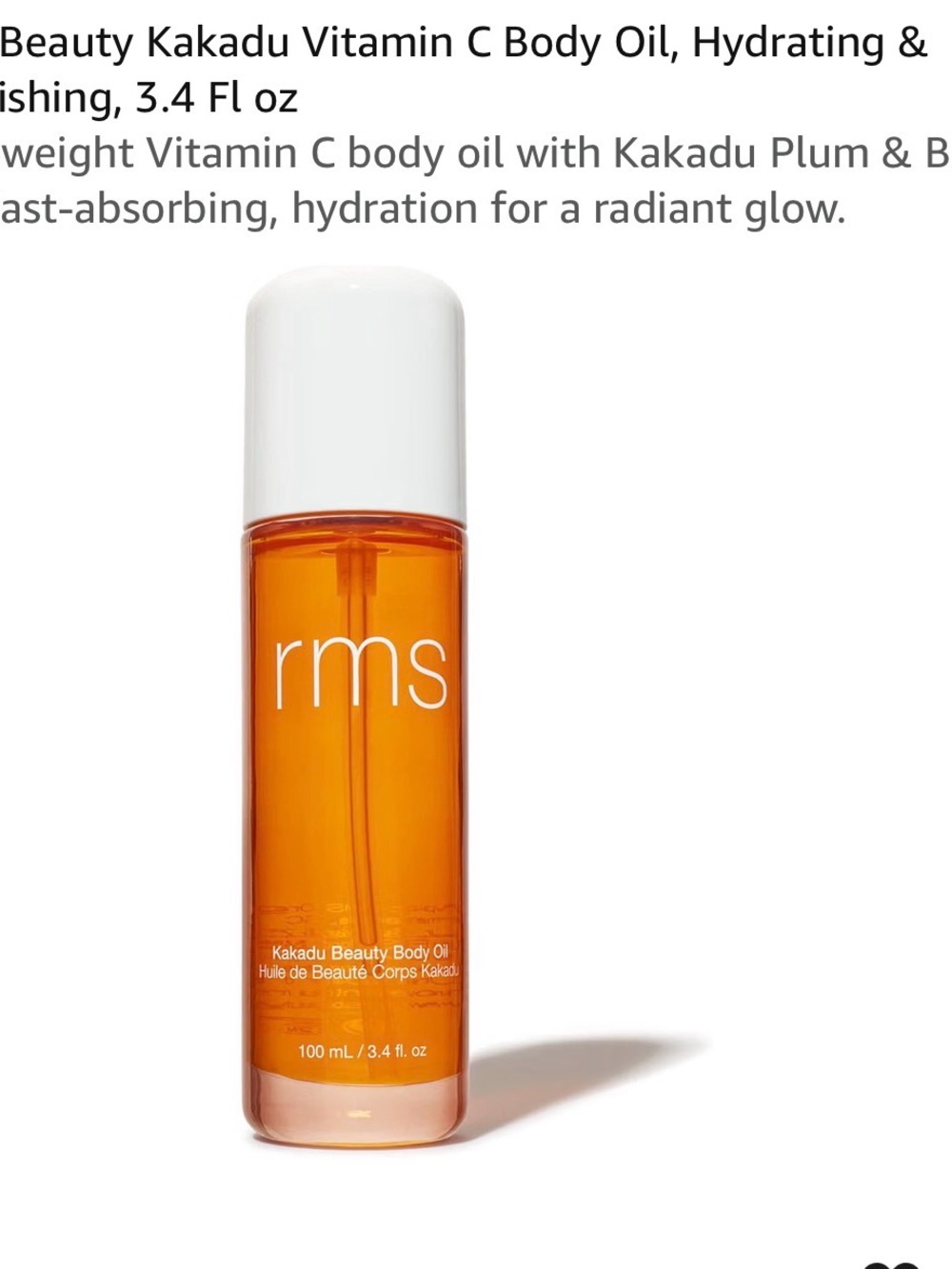 NWT RMS Beauty Kakadu Vitamin C Body Oil, Hydrating & Nourishing, 3.4 Fl oz